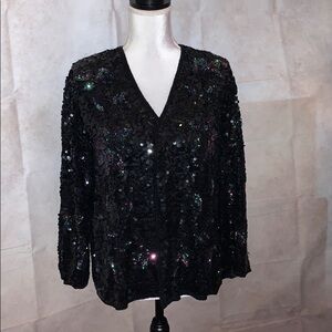 SO MUCH SPARKLE! Black & ColoredSequin Silk Jacket